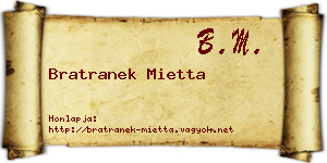 Bratranek Mietta névjegykártya